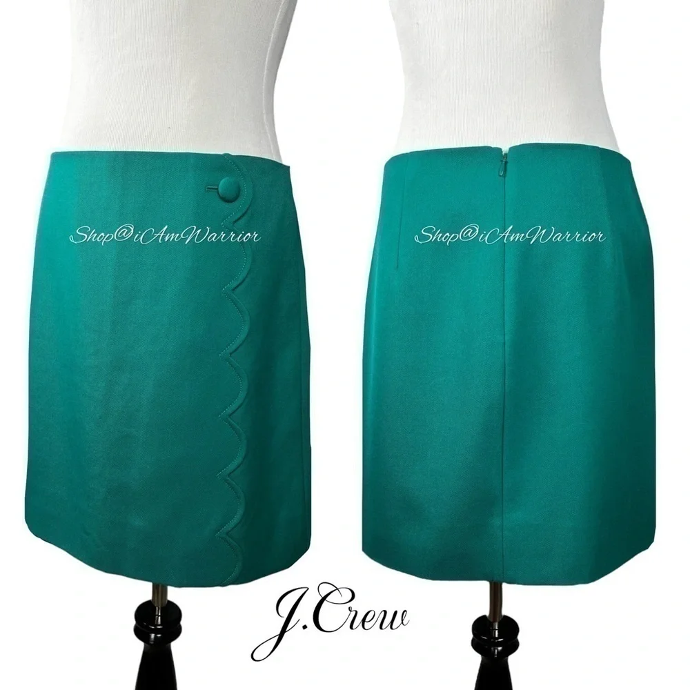J.Crew teal a-line scalloped faux wrap mini skirt *shop@iamwarrior
